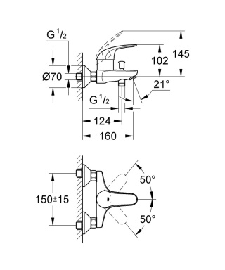 GROHE EUROECO jednouchwytowa bateria wannowa-32743000