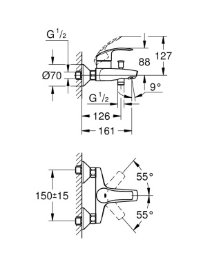 GROHE EUROSMART jednouchwytowa bateria wannowa-33300002