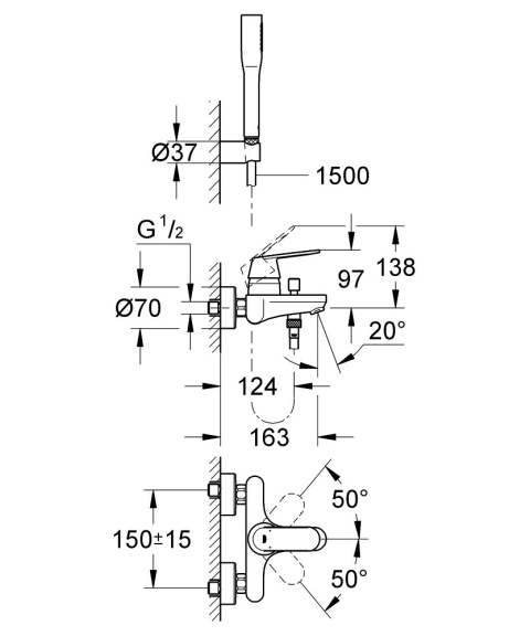 GROHE EUROSMART COSMOPOLITAN jednouchwytowa bateria-32832000