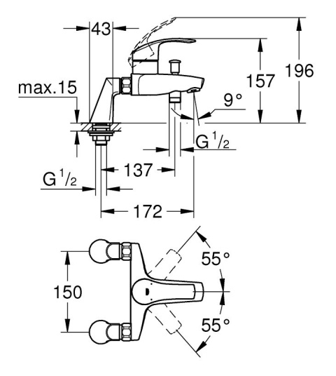 GROHE EUROSMART jednouchwytowa bateria wannowa-33303002