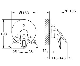 GROHE EUROSTYLE jednouchwytowa bateria wannowa-19506003