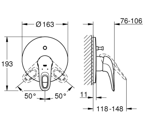 GROHE EUROSTYLE jednouchwytowa bateria wannowa-19506003