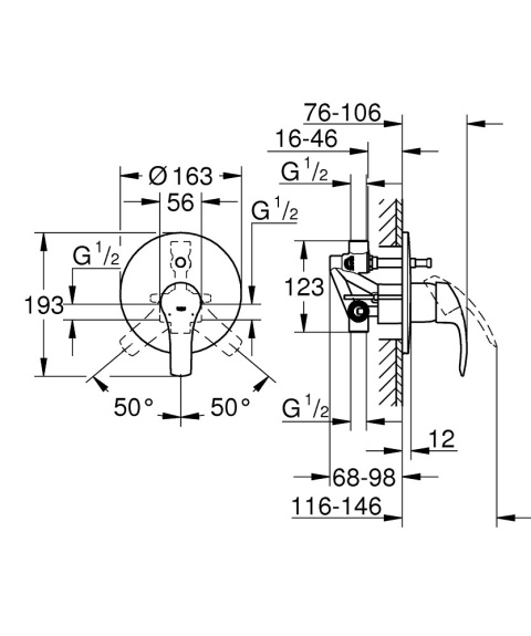 GROHE EUROSMART jednouchwytowa bateria wannowa-33305002