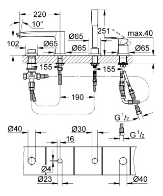 GROHE EUROSTYLE COSMOPOLITAN 4-otworowa bateria-3359220A