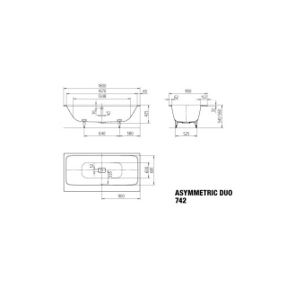 KALDEWEI ASYMMETRIC DUO wanna 180x90 274200010001