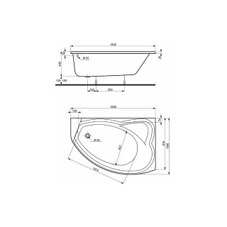 KOŁO AGAT wanna asymetryczna prawa 150x100cm- XWA0950000