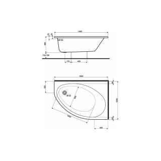 KOŁO ELIPSO wanna asymetryczna prawa 140x100cm- XWA0640000