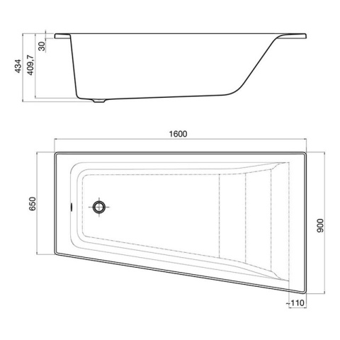 ROCA EASY wanna asymetryczna prawa 160x90cm- A248410000