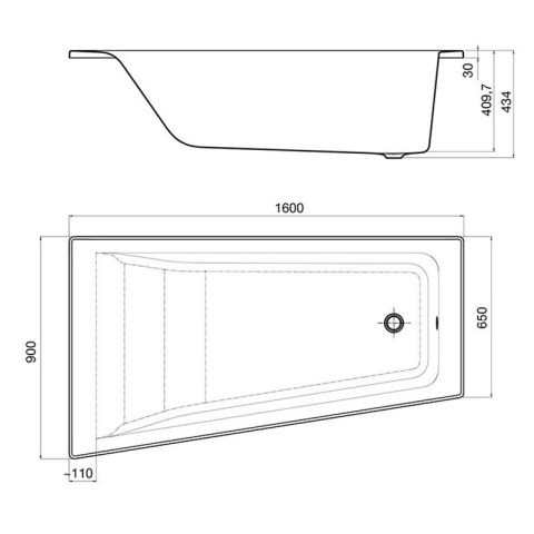 ROCA EASY wanna asymetryczna lewa 160x90cm- A248411000