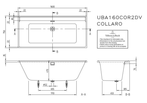 VILLEROY & BOCH COLLARO wanna 160x75 UBA160COR2DV