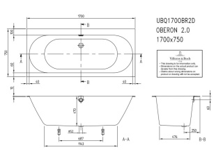 VILLEROY & BOCH OBERON 2.0 wanna 170X75 UBQ170OBR2DV