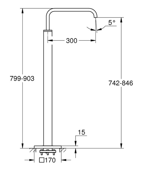 GROHE ALLURE wylewka wannowa do montażu podłogowego-13218000