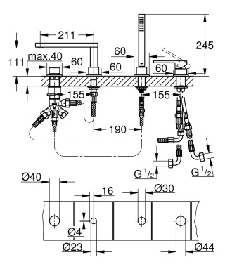 GROHE PLUS 4-otworowa bateria wannowa-29307DC3