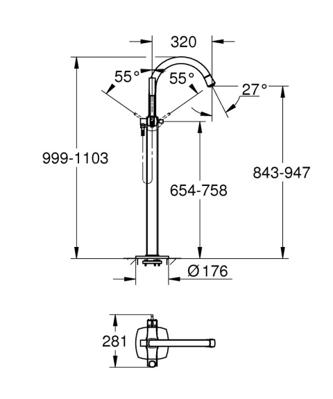 GROHE GRANDERA wolnostojąca bateria wannowa-23318000