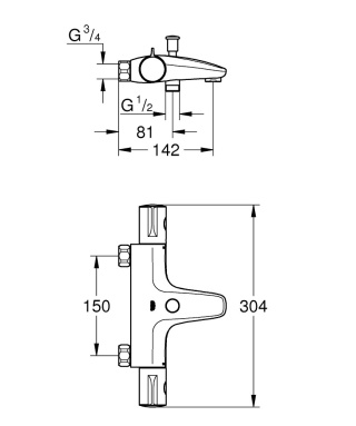 GROHE GROHTHERM 800 thermostatic bath/shower mixer ½″-34568000