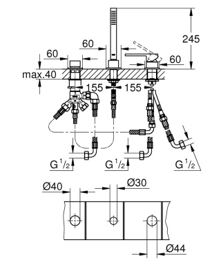 GROHE PLUS 3-otworowa bateria wannowa-23845003