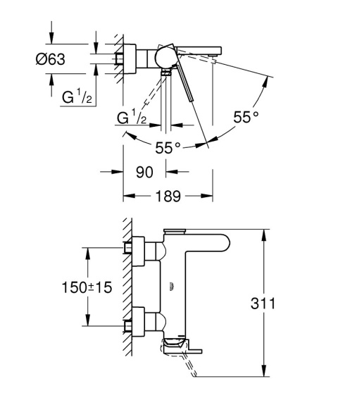 GROHE PLUS jednouchwytowa bateria wannowa-33553003