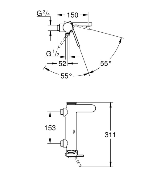 GROHE PLUS jednouchwytowa bateria wannowa ¾″-23875003