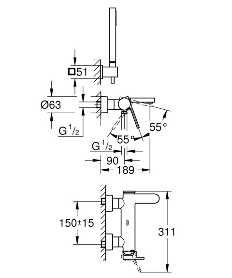 GROHE PLUS jednouchwytowa bateria wannowa-33547003