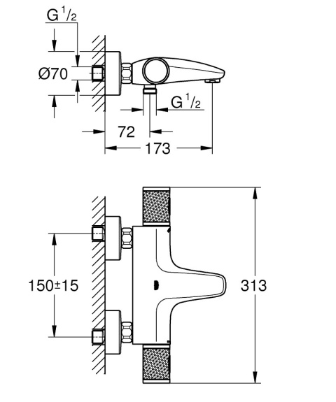 GROHE GROHTHERM 1000 PERFORMANCE bateria wannowa-34779000