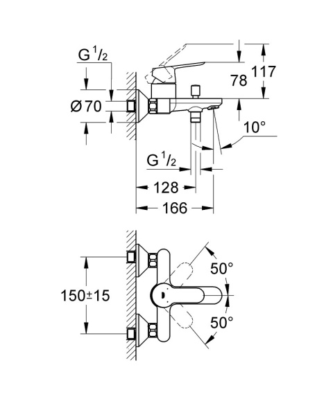 GROHE START EDGE jednouchwytowa bateria wannowa-23348000