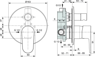 IDEALSTANDARD CERAFINE O bateria wannowa podtynkowa-A7193