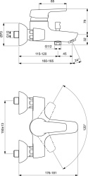 IDEALSTANDARD CERASPRINT bateria wannowa ścienna-B9566