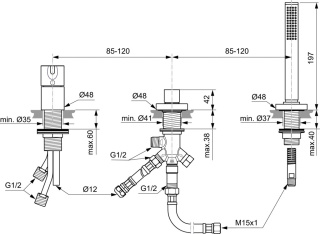 IDEALSTANDARD JOY bateria wannowa 3-otworowa-BC788