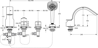 IDEALSTANDARD MELANGE bateria wannowa stojąca-A4293