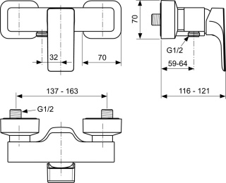 IDEALSTANDARD STRADA bateria wannowa ścienna-A5846