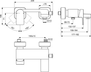 IDEALSTANDARD EDGE bateria wannowa ścienna-A7121