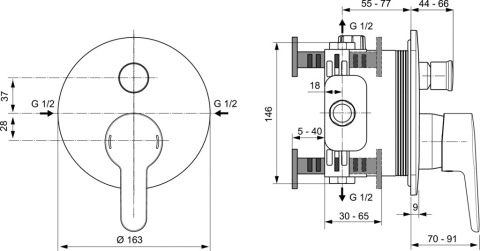 IDEALSTANDARD CERAPLUS 2 bateria wannowa podtynkowa-A6866