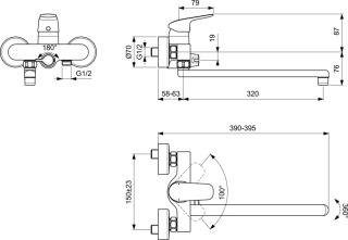 IDEALSTANDARD CERAFLEX bateria wannowa ścienna-B1741