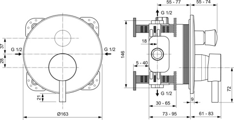 IDEALSTANDARD CERALINE bateria wannowa podtynkowa-A7389