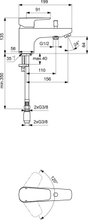 IDEALSTANDARD CERAPLAN III bateria wannowa stojąca-B0769