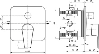 IDEALSTANDARD CERAFINE D bateria wannowa podtynkowa-A7348