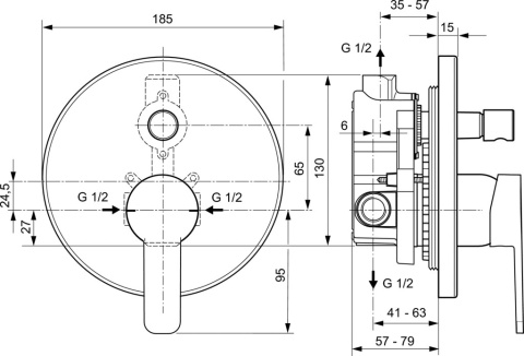 IDEALSTANDARD GIO bateria wannowa podtynkowa-A6109