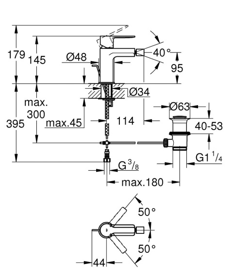 GROHE Lineare bateria bidetowa, DN 15 Rozmiar S-33848AL1