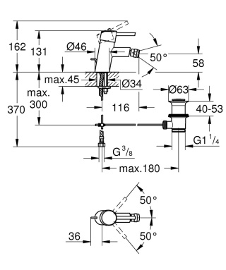 GROHE Concetto bateria bidetowa, DN 15 Rozmiar S-32208001