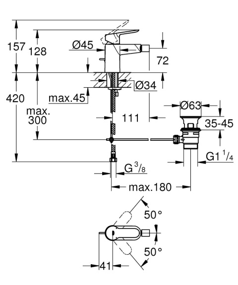 GROHE BauEdge jednouchwytowa bateria bidetowa 1/2″-23331000