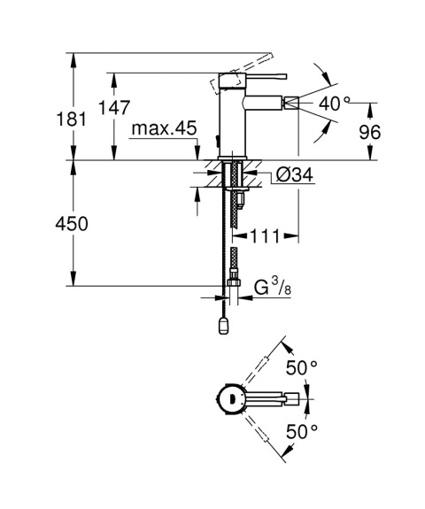 GROHE Essence bateria bidetowa, DN 15 Rozmiar S-32934001