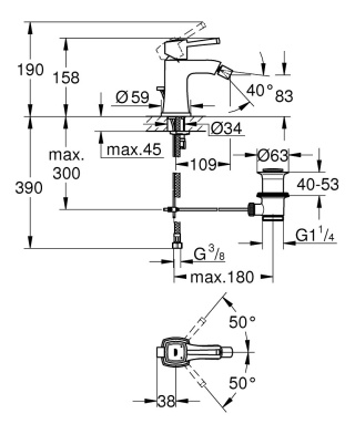 GROHE Grandera bateria bidetowa, DN 15 Rozmiar M-23315000