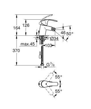 GROHE Eurosmart bateria bidetowa, DN 15 Rozmiar S-32927002