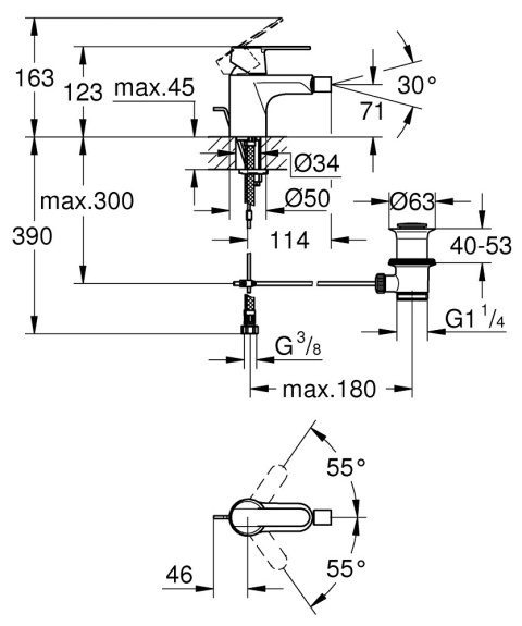 GROHE Get jednouchwytowa bateria bidetowa-32885000