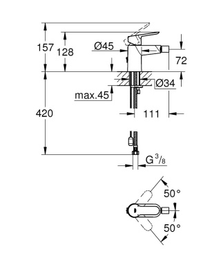 GROHE BauEdge jednouchwytowa bateria bidetowa 1/2″-23332000