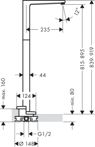 HANSGROHE Metropol Wylewka wannowa podłogowa-32531000