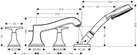 HANSGROHE Metropol Classic 4-otworowa bateria-31449000