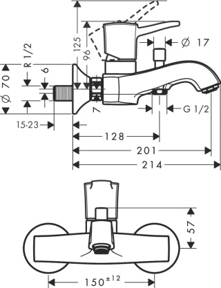 HANSGROHE Metropol Classic Jednouchwytowa bateria wannowa-31340000