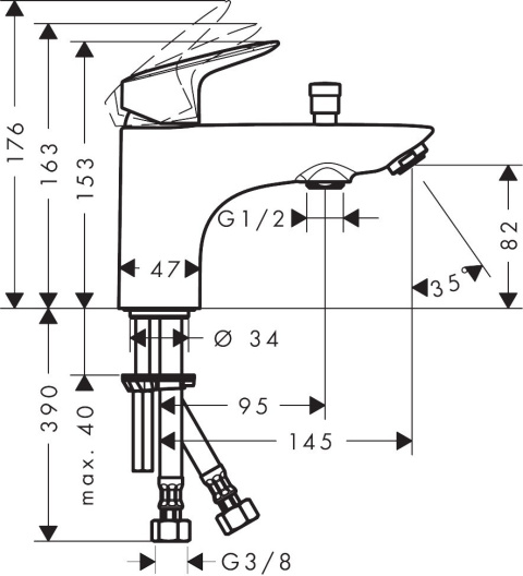 HANSGROHE Logis Jednouchwytowa bateria wannowa-71315000