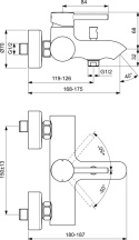 IDEALSTANDARD CERALINE bateria wannowa ścienna-BC199